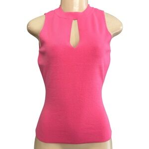 Milly Designer Hot Pink Cut Out Sleeveless Halter Tank‎ Top Soft Stretch Fit S